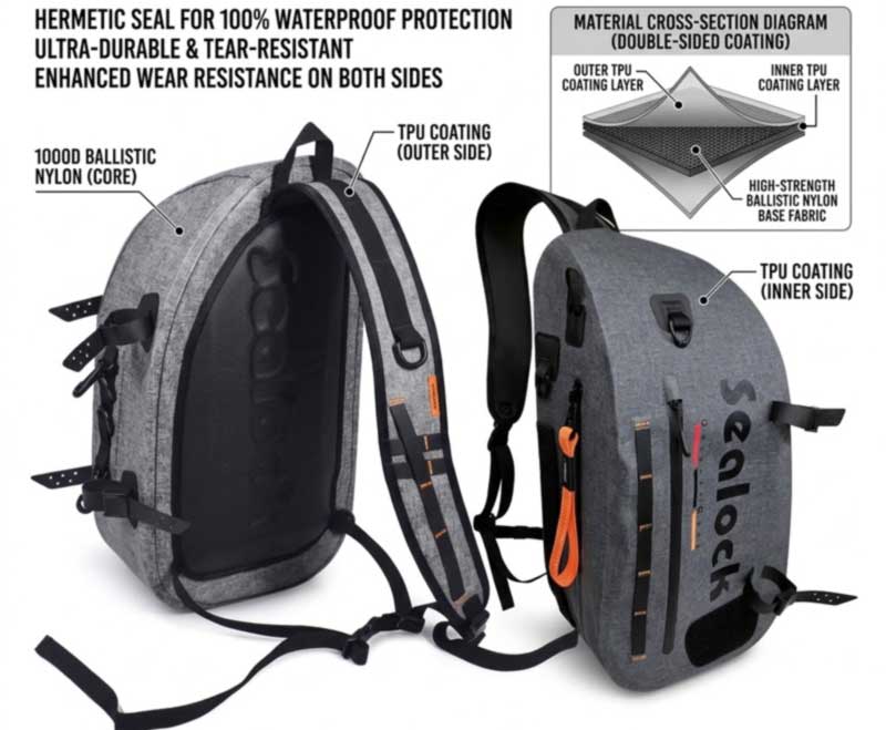 Fly Fishing Pack Materials — 420D vs 840D TPU၊ MOQ 300